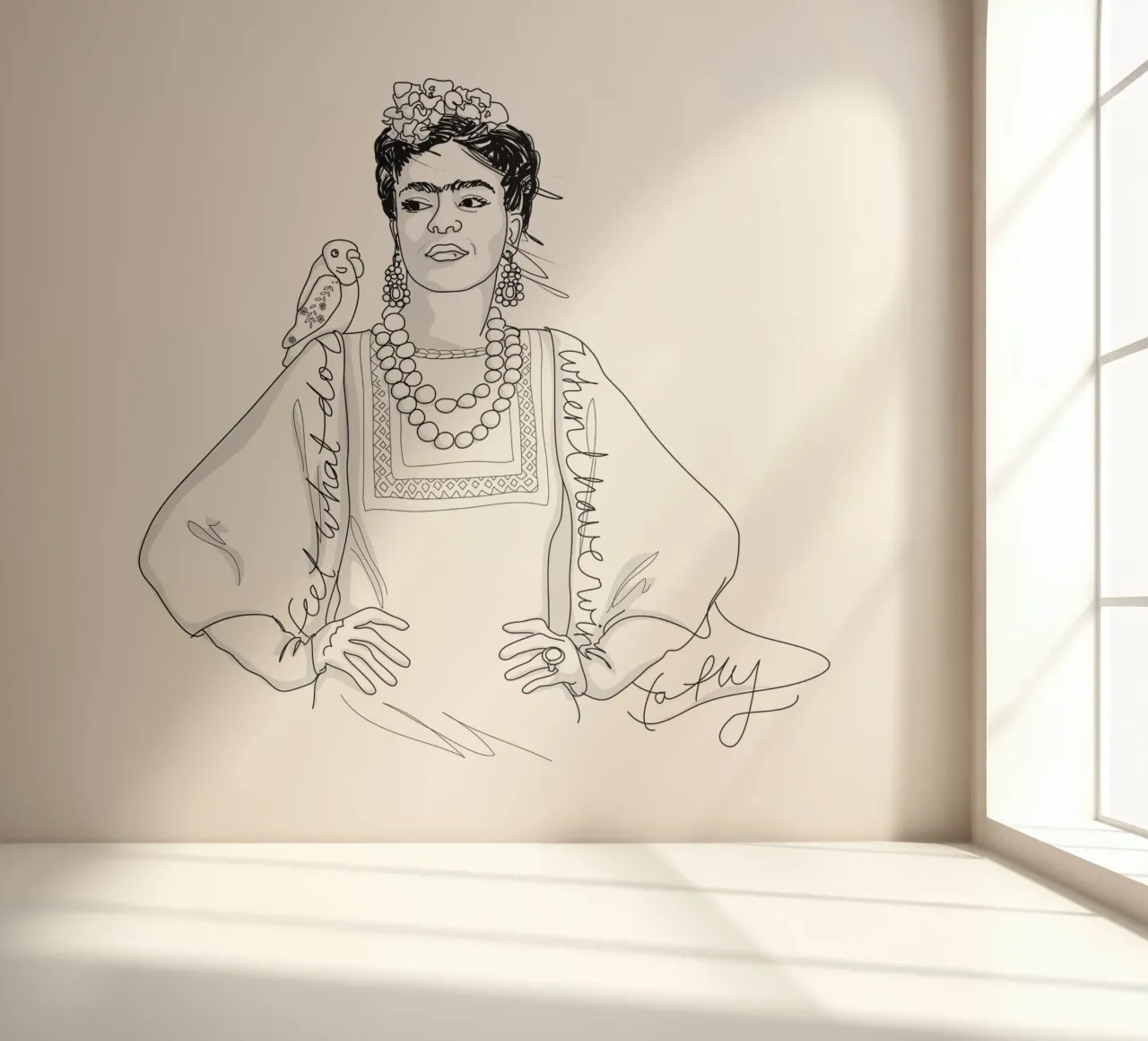 Frida Kahlo Sketch fotobehang van Christina Heitmann
