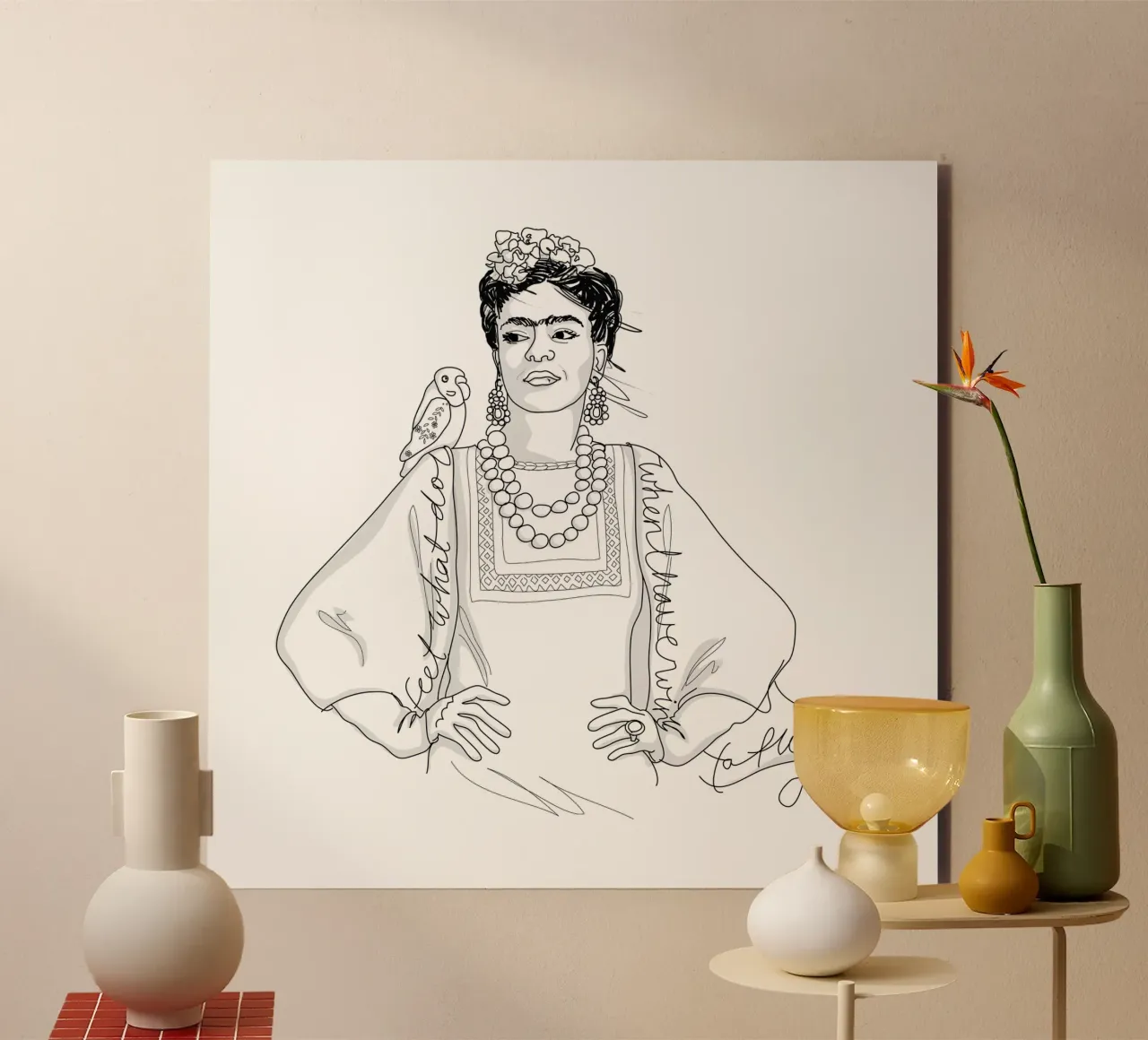 Frida Kahlo Sketch aluminium-dibond van Christina Heitmann