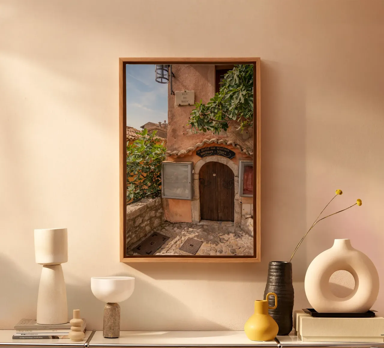 Zuid-Frankrijk, Franse Muurkunst, Reisposter canvas met Baklijst van TheTravelClub