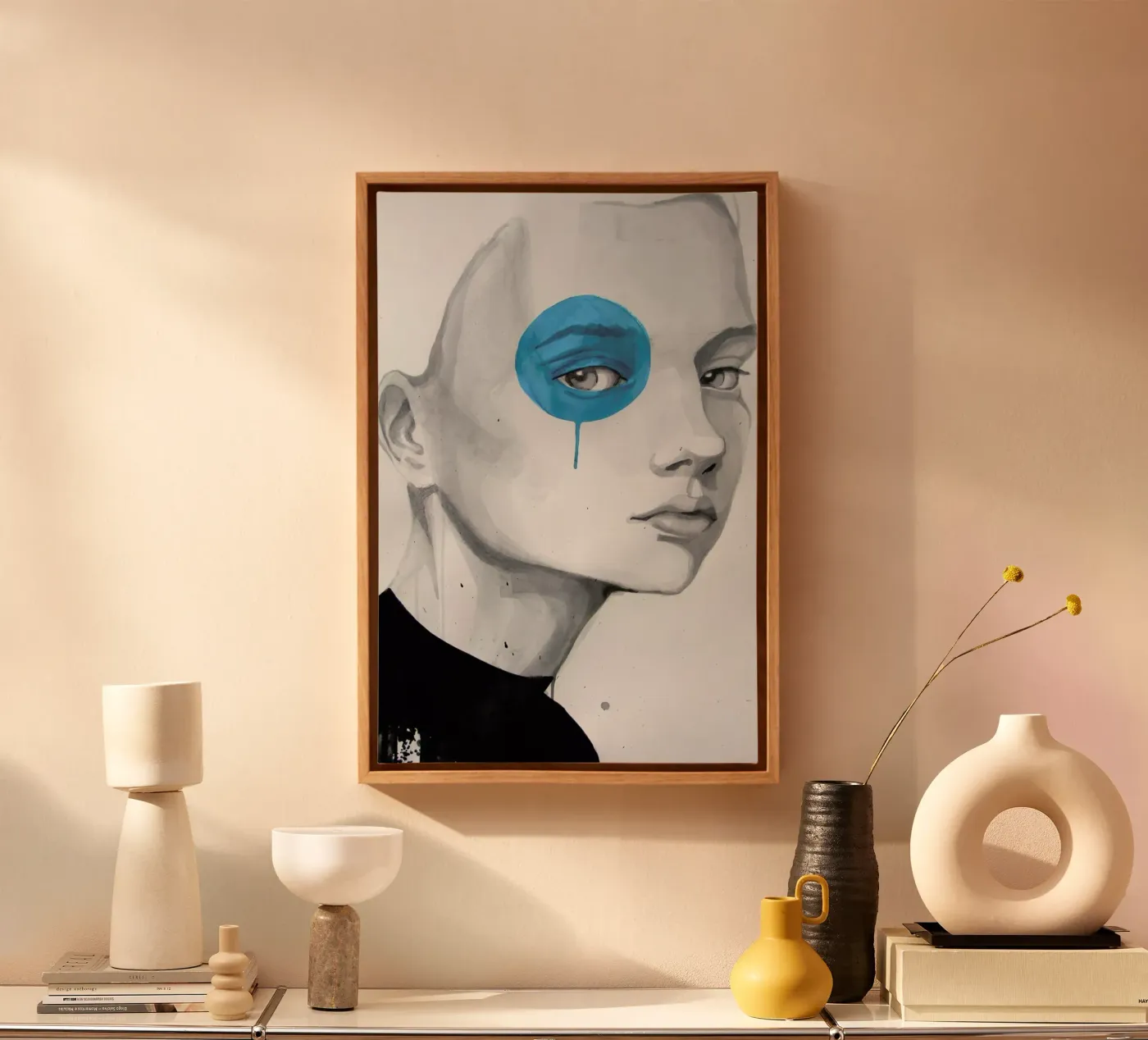 Blue Dot canvas van Rebekka
