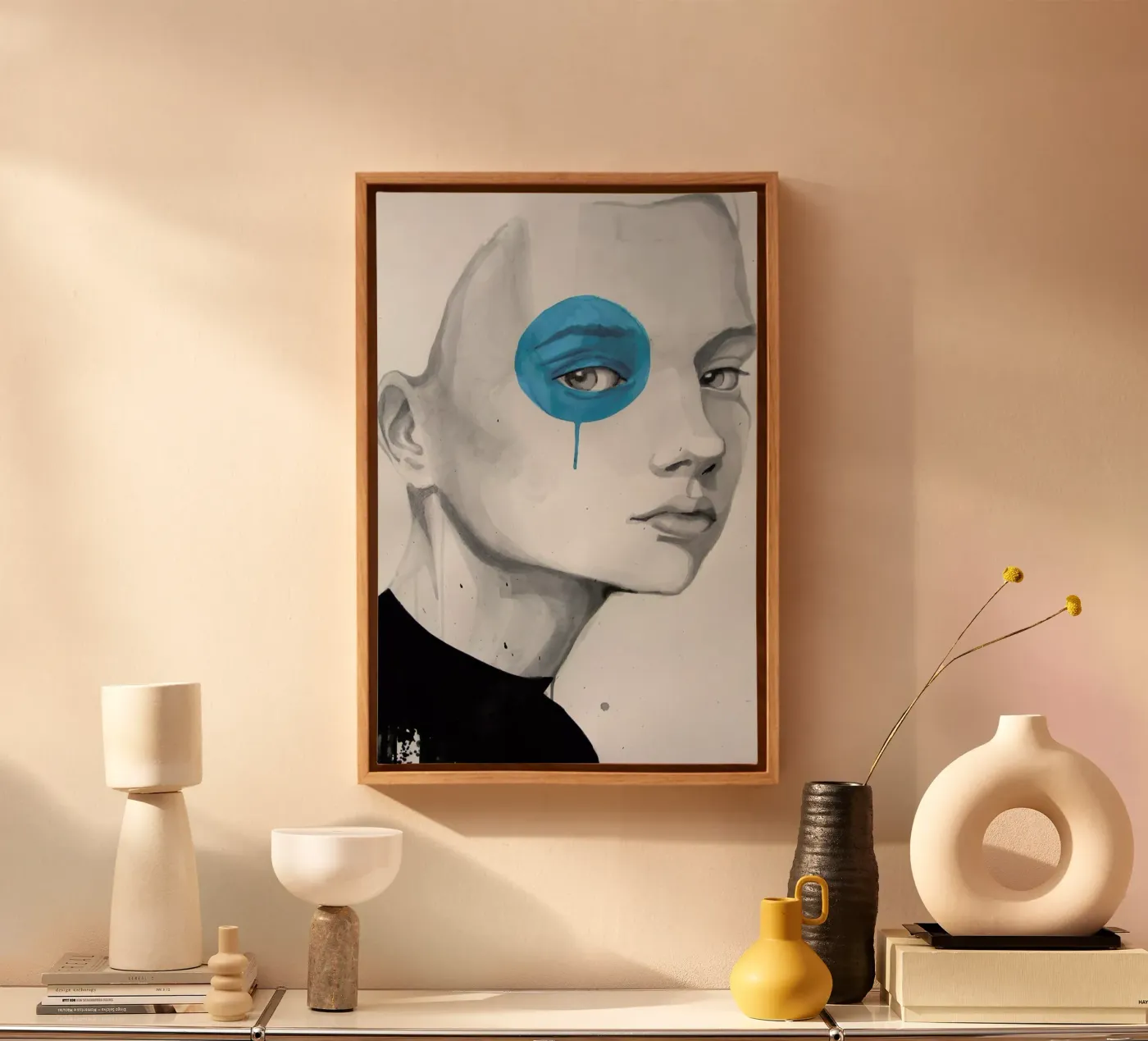 Blue Dot canvas by Rebekka