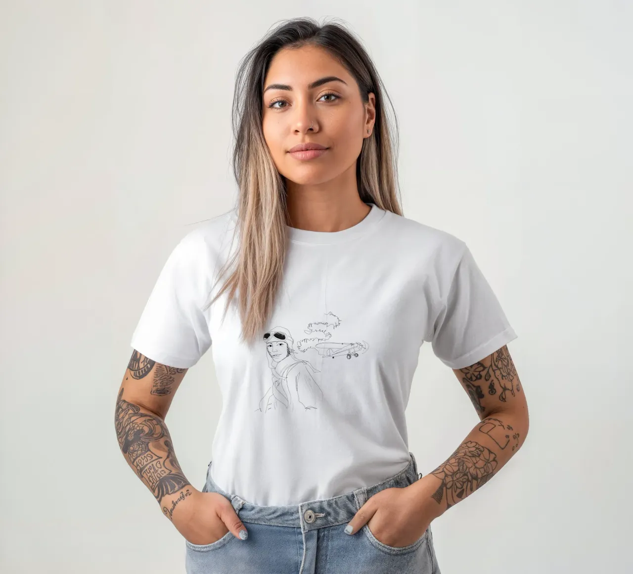 Amelia Earhart Sketch t-shirt da Christina Heitmann