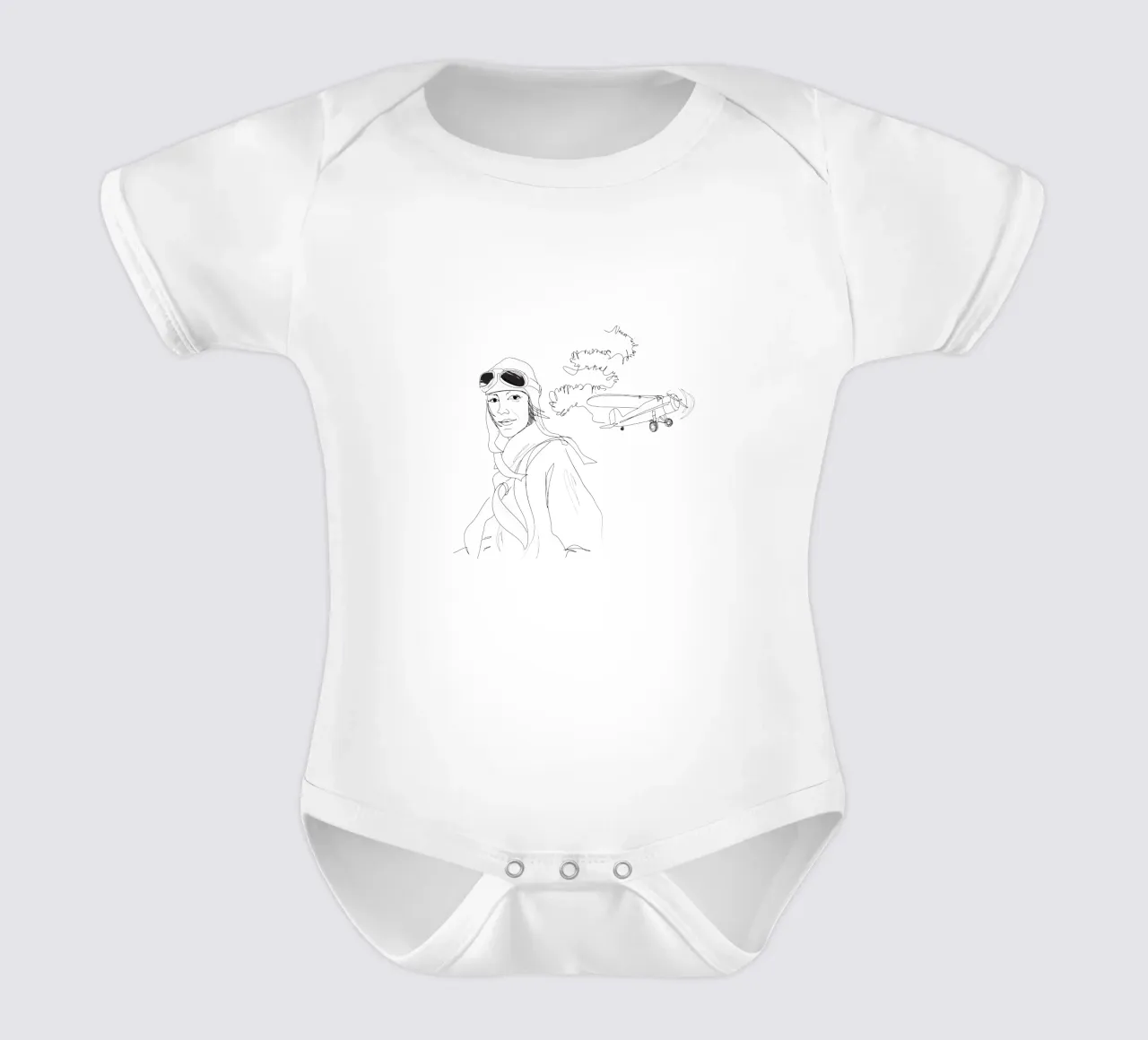 Amelia Earhart Sketch body neonato maniche corte da Christina Heitmann