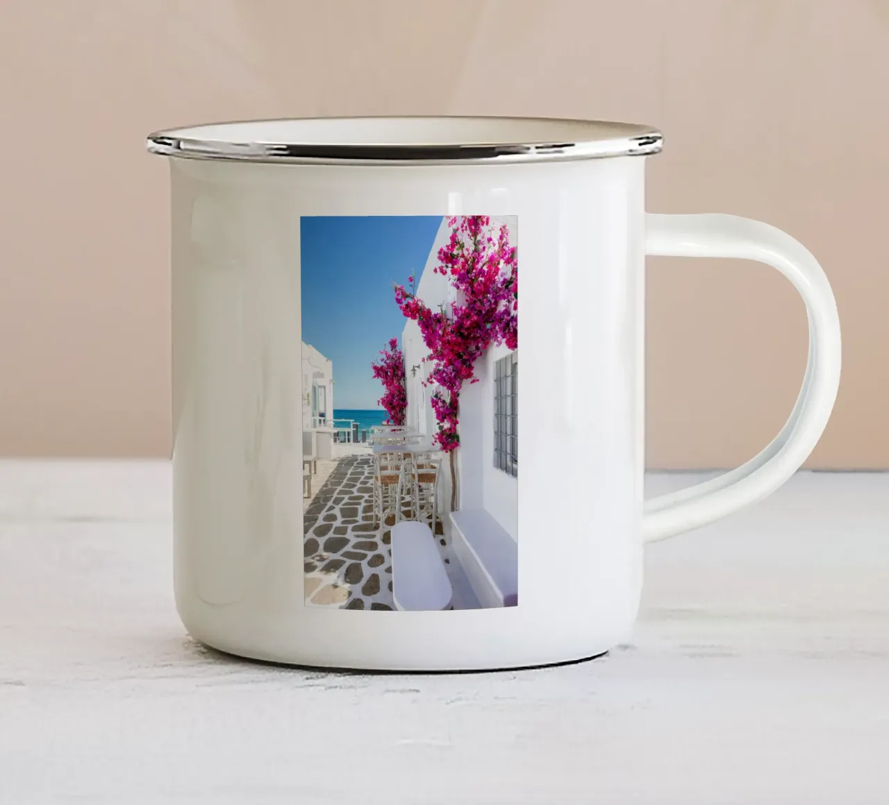 Paros Greece, Greek Islands, Travel Photography enamel mug by TheTravelClub
