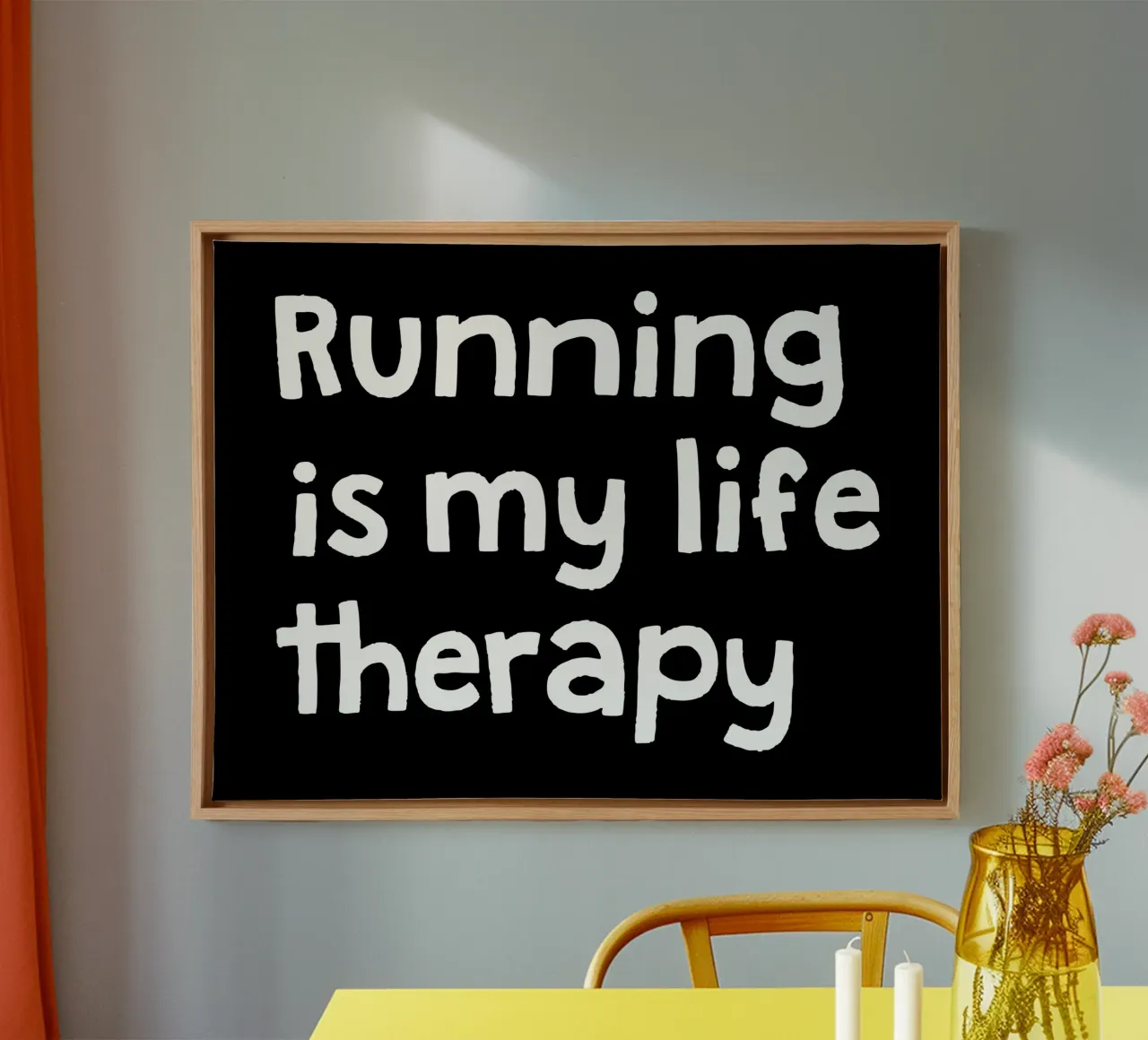 Running is my life therapy tela con Cornice a cassetta da happieeagle