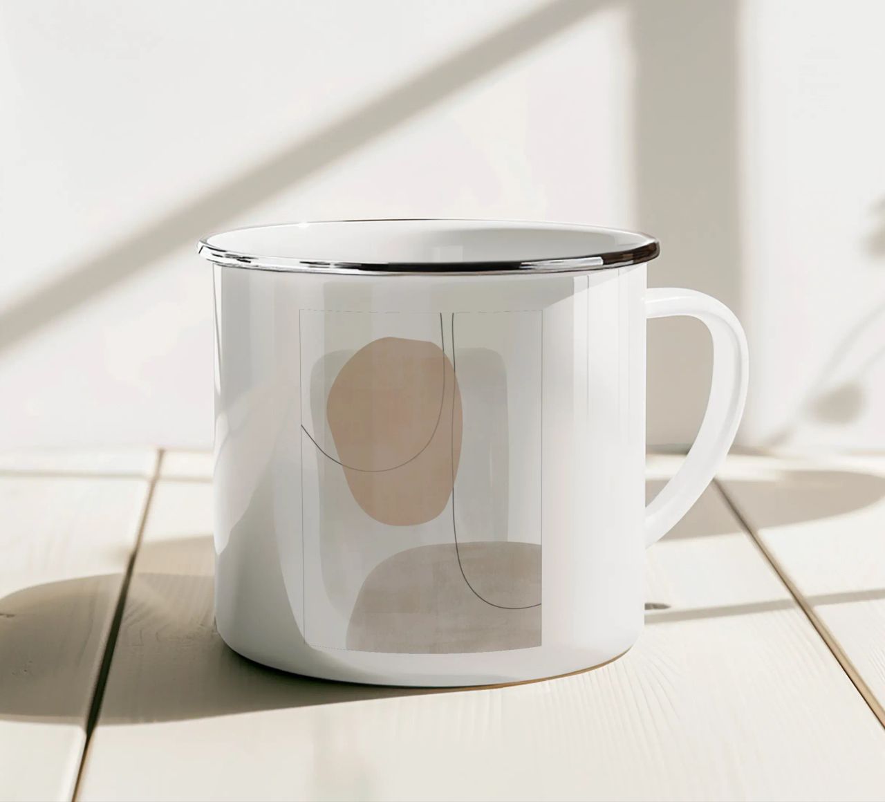 Line art astratta minimale tazza in smalto da Melloi Art Print