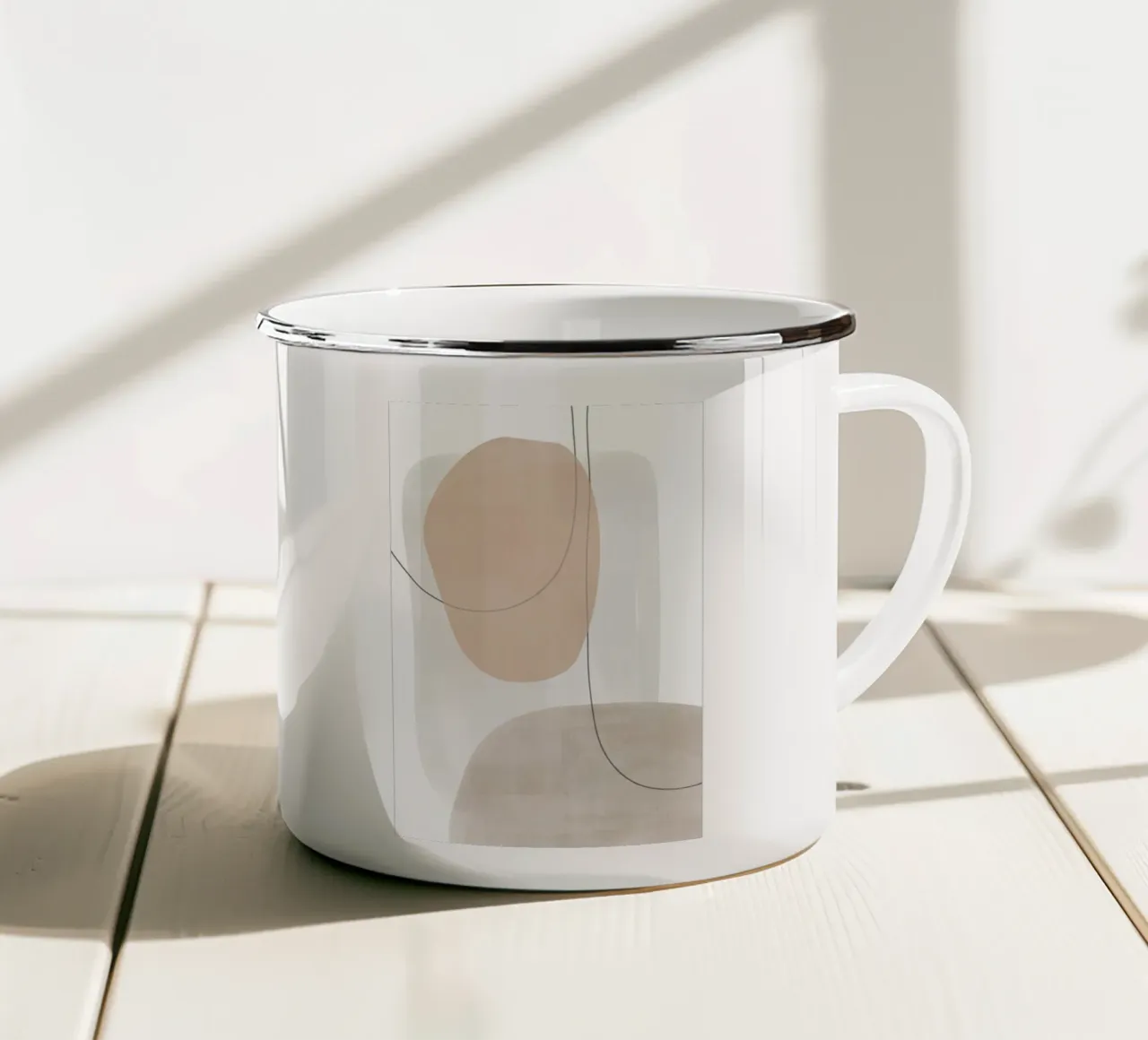 Line art astratta minimale tazza in smalto da Melloi Art Print