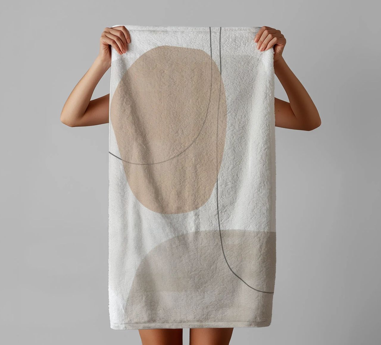 Minimal Abstract Line Art towel by Melloi Art Print