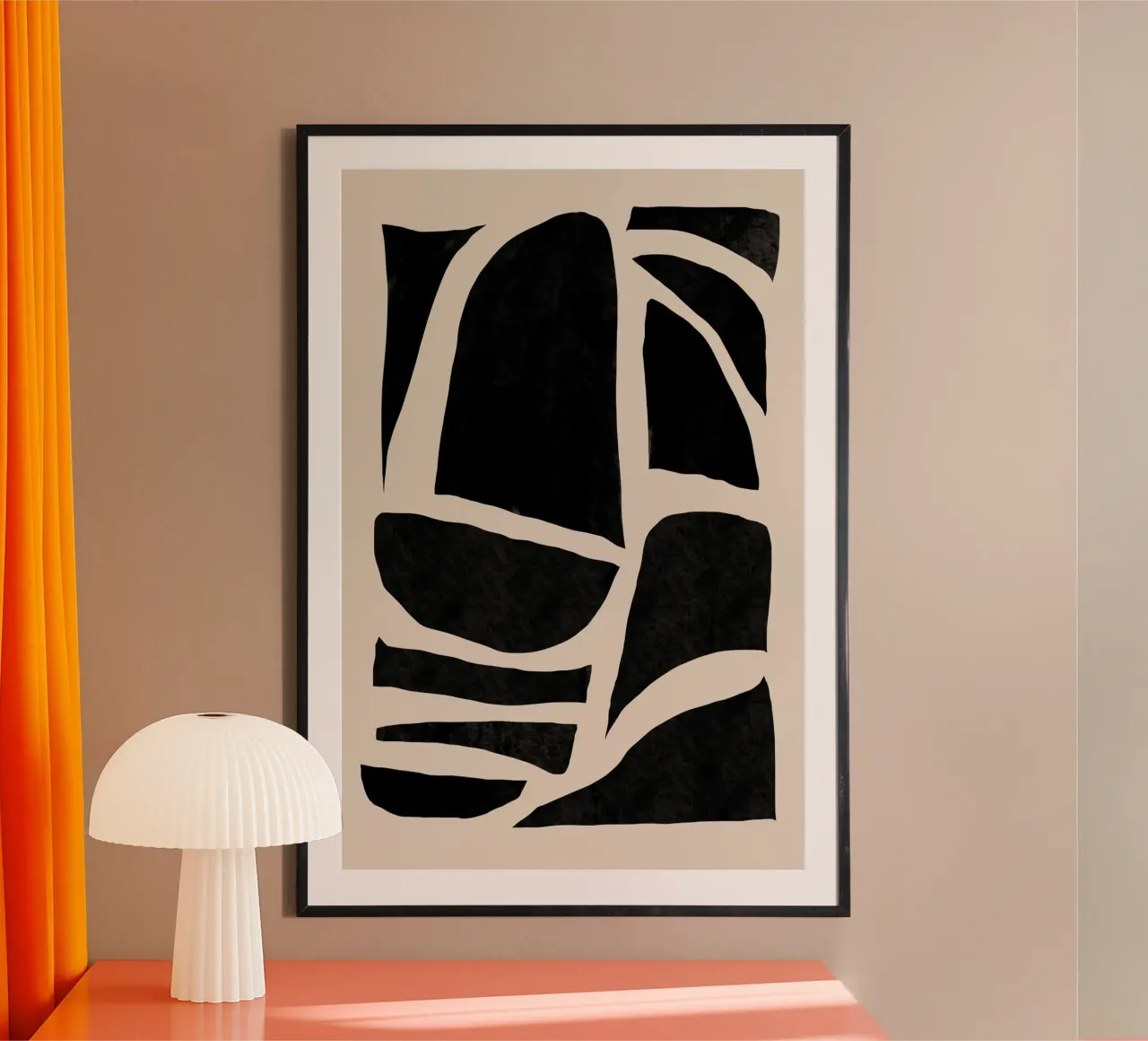 Arte geometrica astratta nera e beige carta hahnemühle da Melloi Art Print