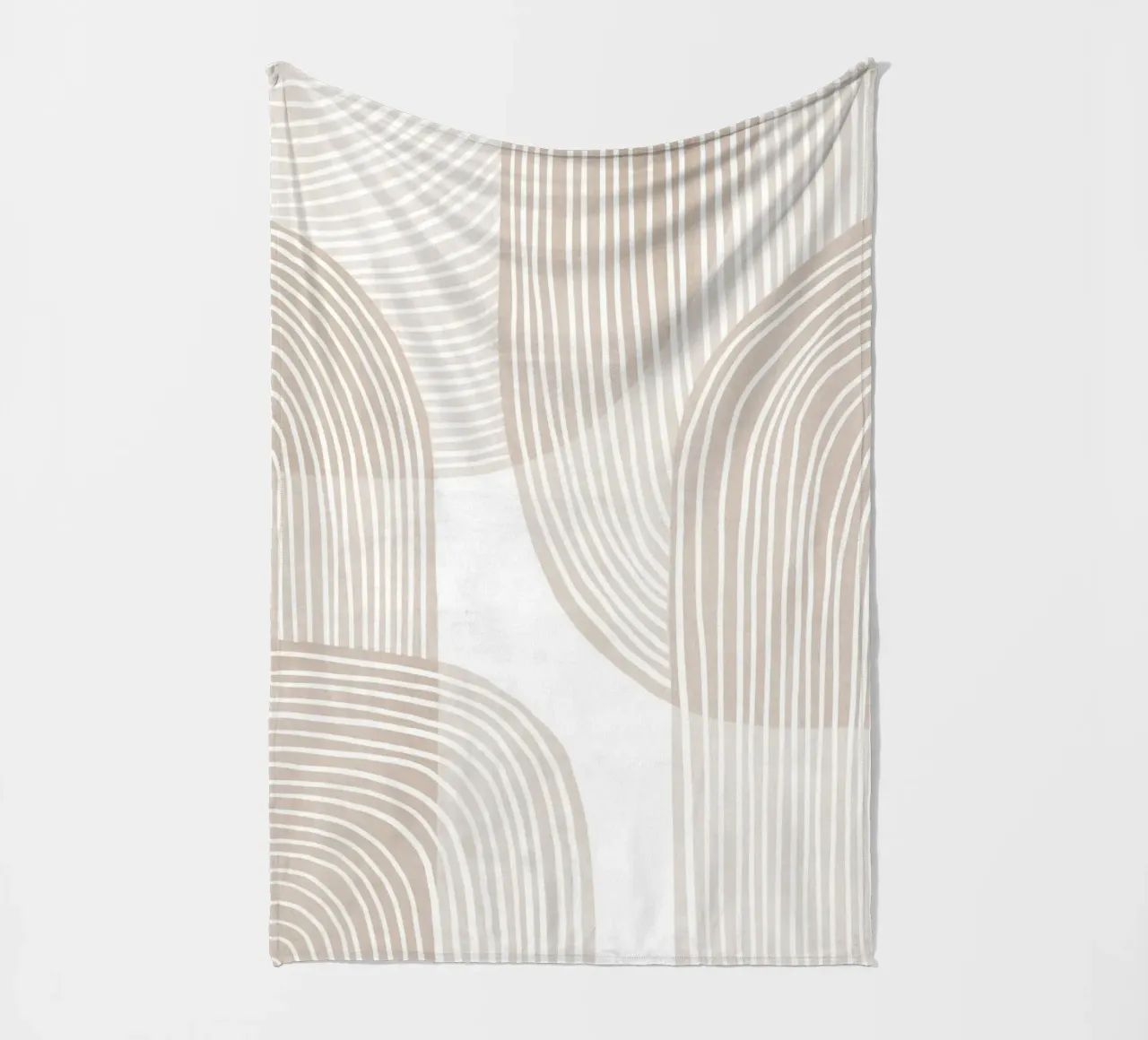 Abstract Beige Line Art Pattern Fleecedecke von Melloi Art Print