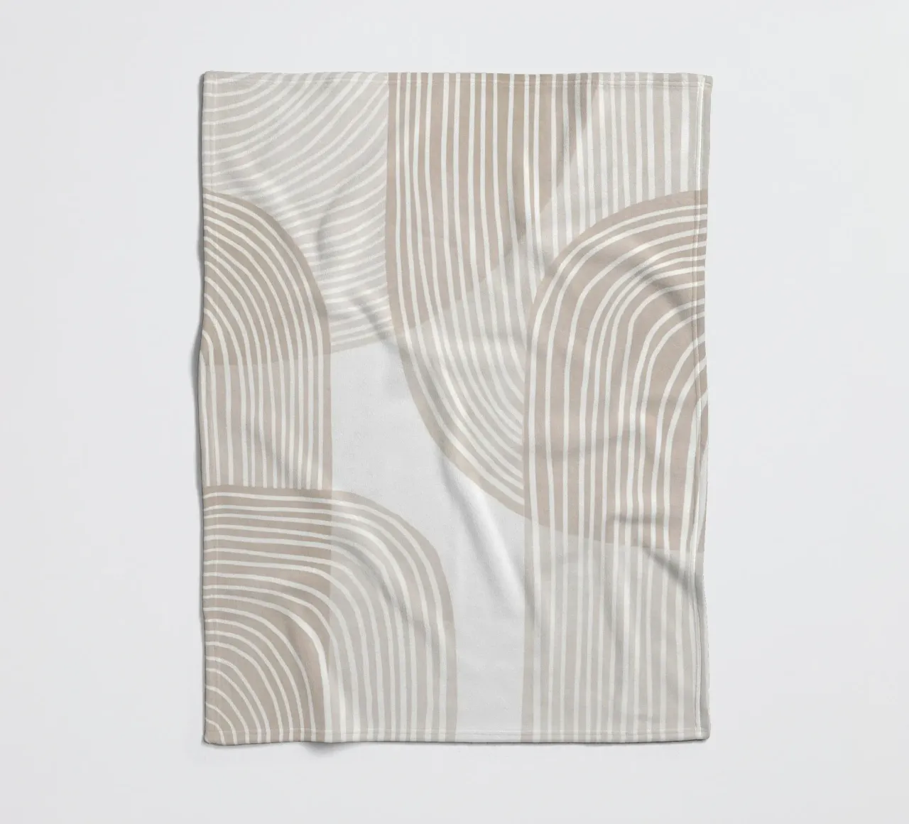 Abstract Beige Line Art Pattern Fleecedecke von Melloi Art Print