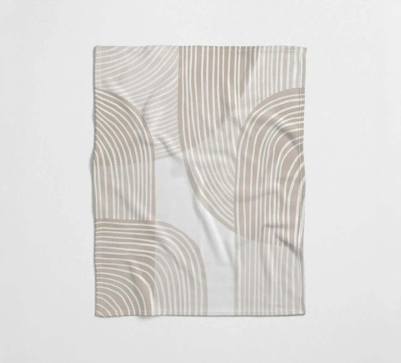Abstract Beige Line Art Pattern Fleecedecke von Melloi Art Print