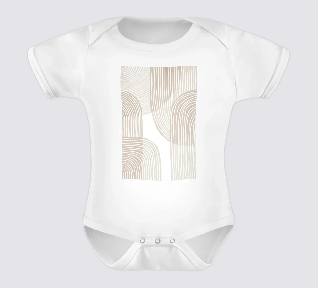 Abstract Beige Line Art Pattern Kurzarm Babybody von Melloi Art Print