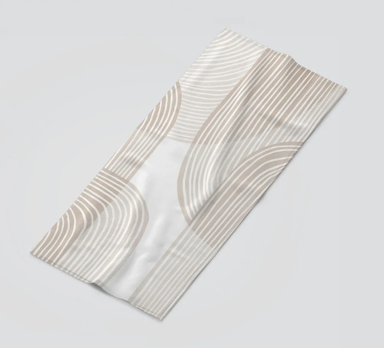 Abstract Beige Line Art Pattern beach towel by Melloi Art Print