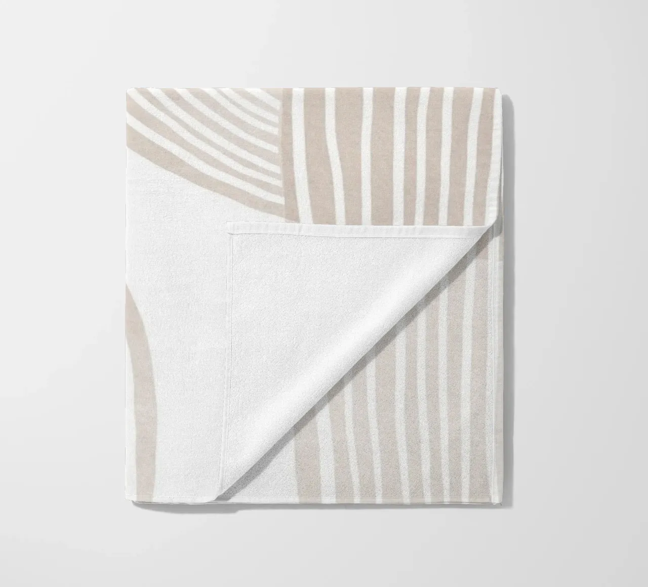 Abstract Beige Line Art Pattern beach towel by Melloi Art Print