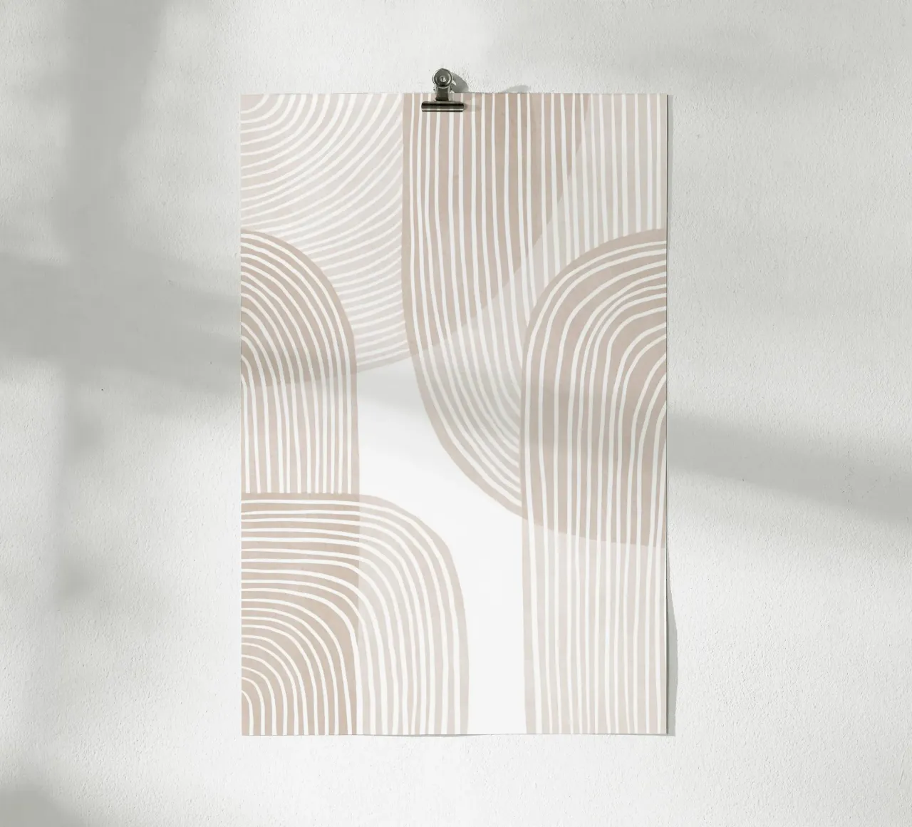 Abstract Beige Line Art Pattern Hahnemühle von Melloi Art Print