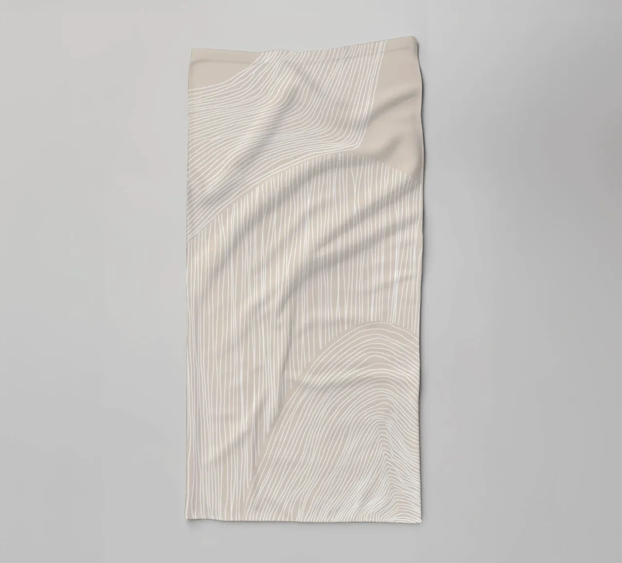 Abstract Beige Line Art towel by Melloi Art Print