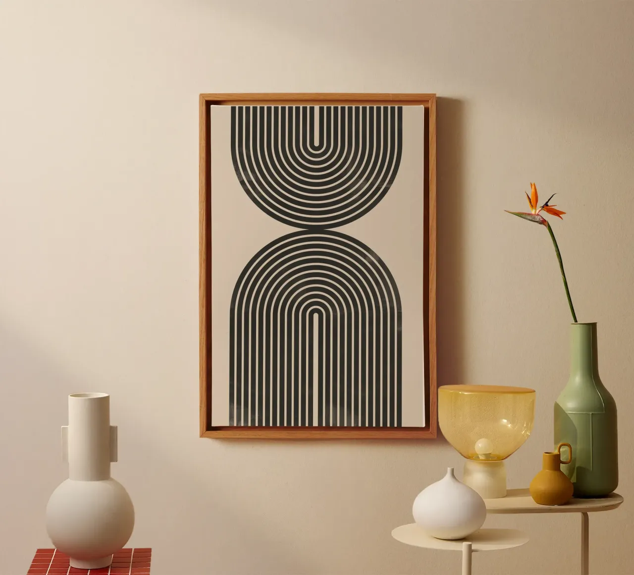 Abstract Geometric Line Art canvas with Floater frame by Melloi Art Print