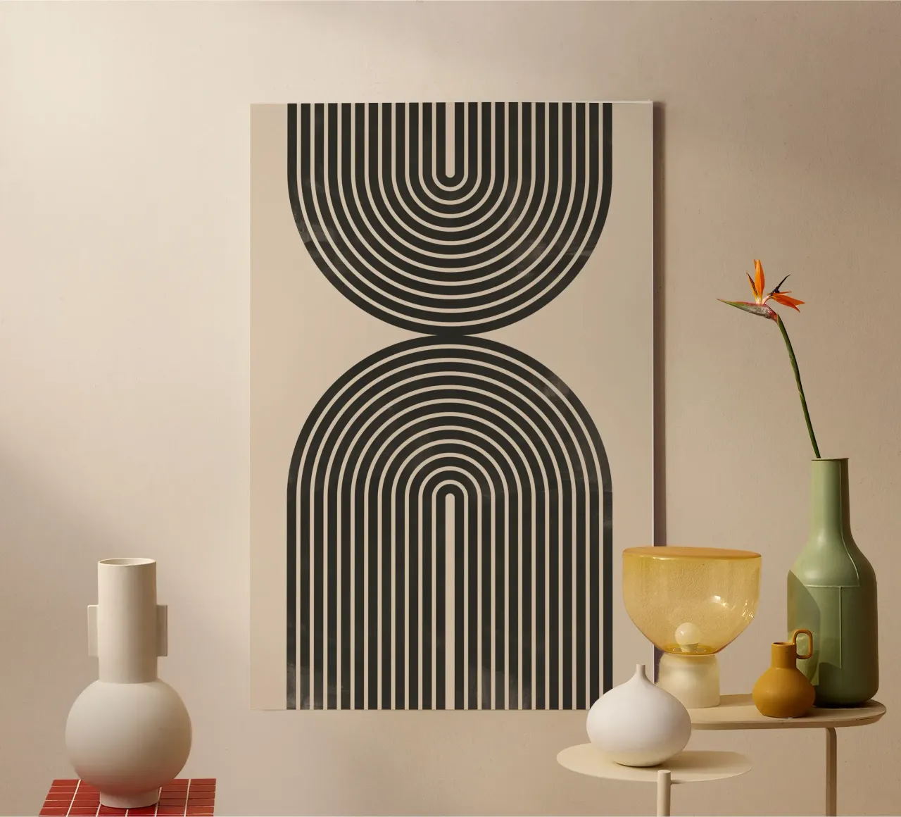Abstract Geometric Line Art canvas with Floater frame by Melloi Art Print