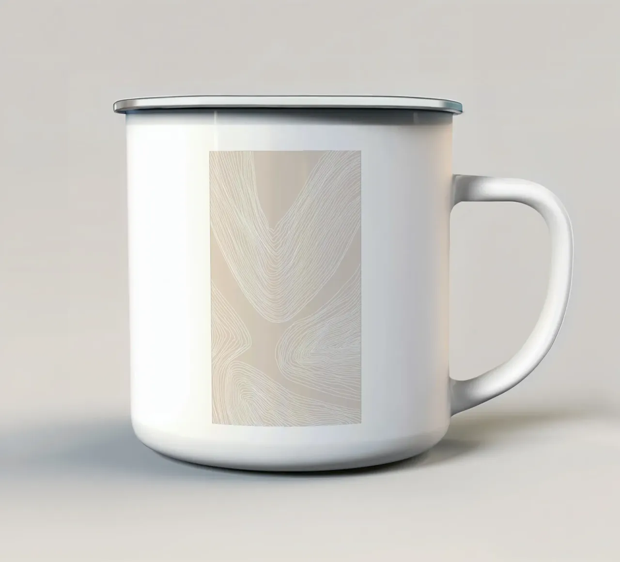 Line art astratta su beige tazza in smalto da Melloi Art Print