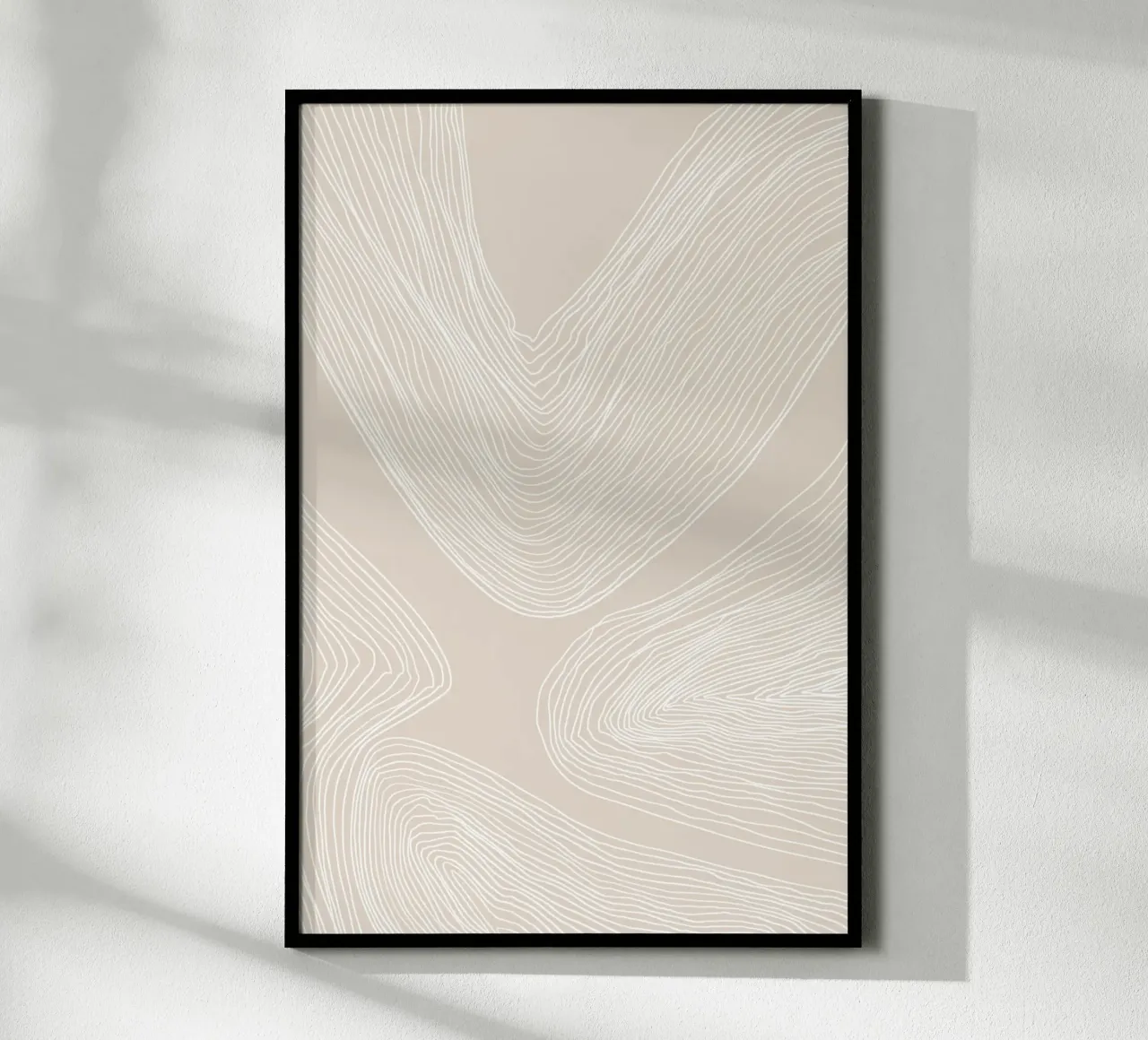 Line art astratta su beige carta hahnemühle da Melloi Art Print