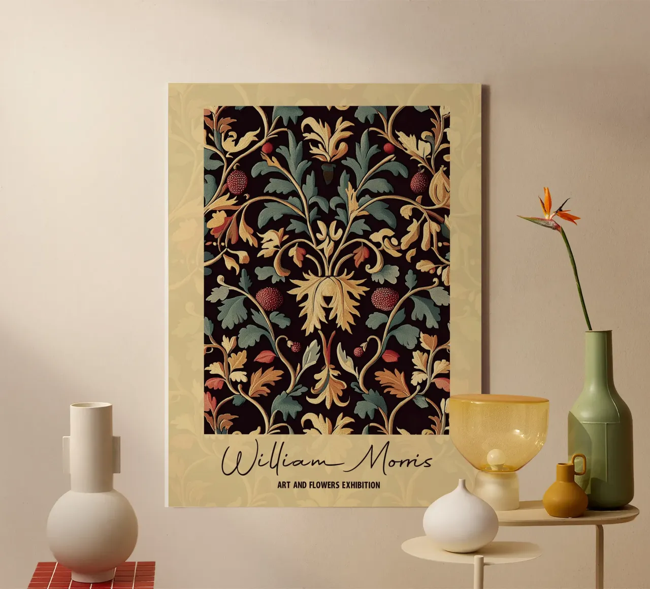 William Morris Design floreale tela con Cornice a cassetta da Carinaprint