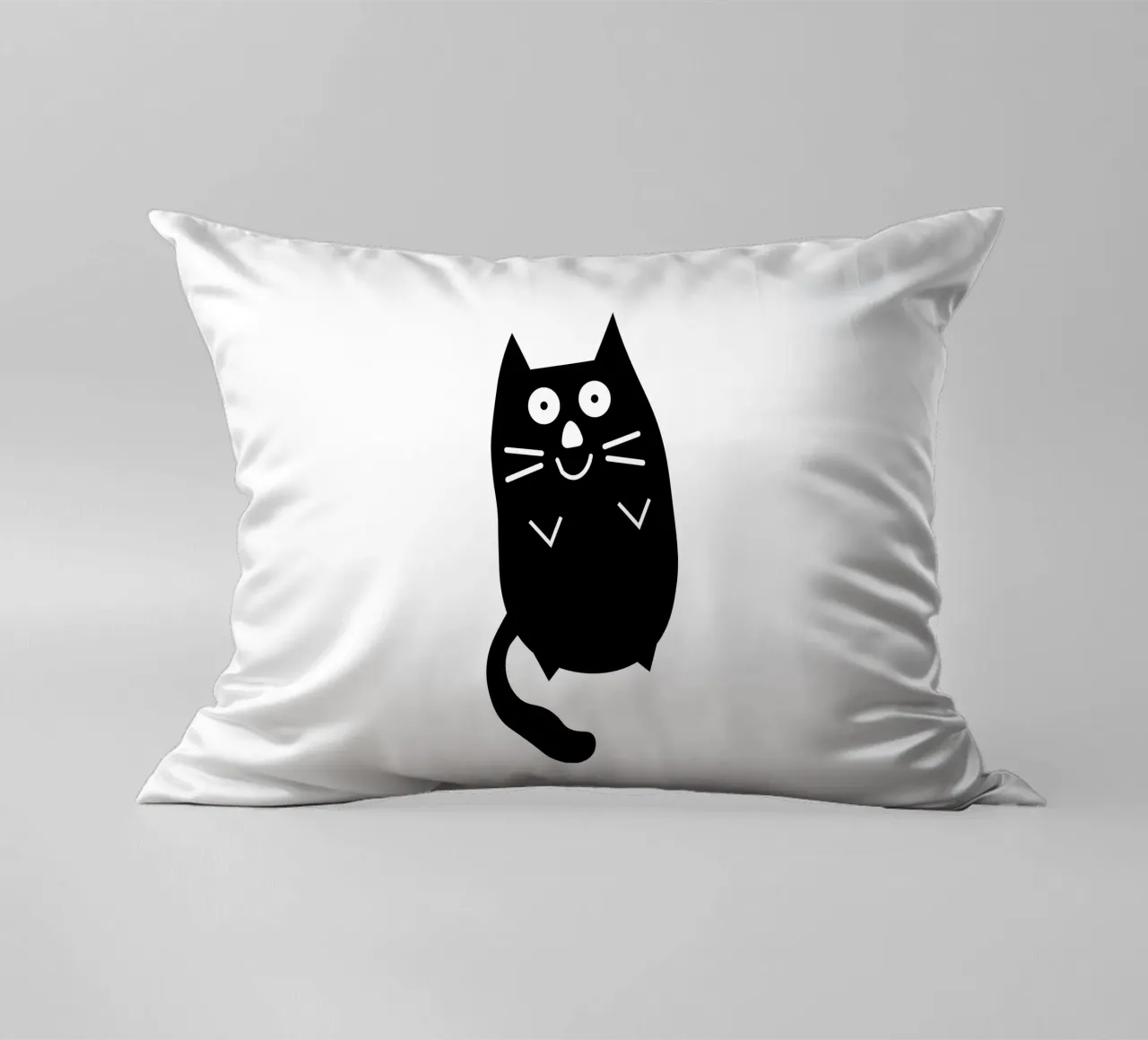 Chubby black cat decorative cushion by happieeagle