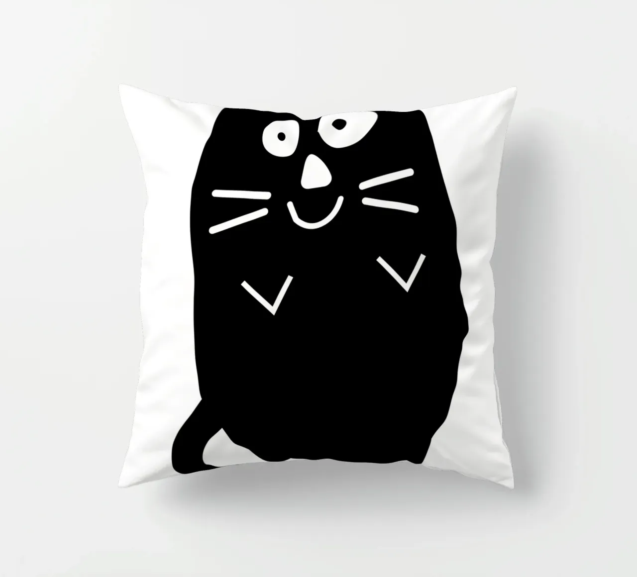 Chubby black cat decorative cushion by happieeagle