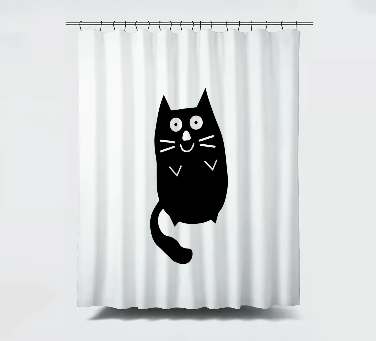 Chubby black cat Duschvorhang von happieeagle