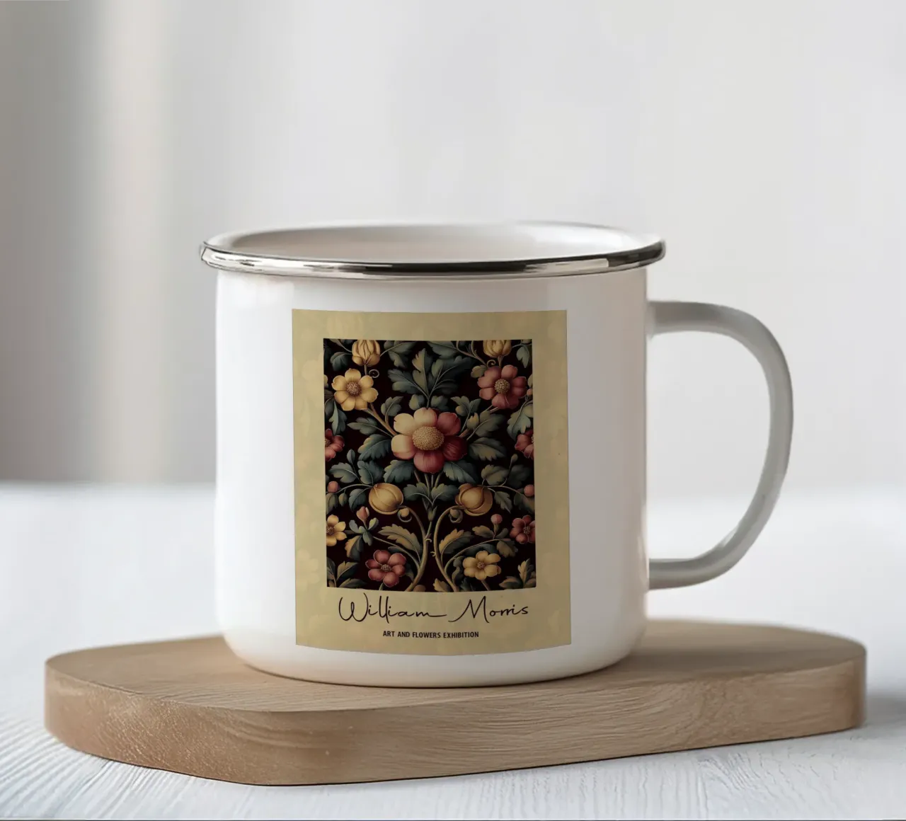 William Morris Botanisch Ontwerp emaille mok van Carinaprint