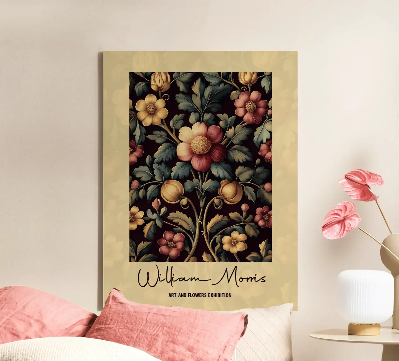 Design botanico William Morris tela con Cornice a cassetta da Carinaprint