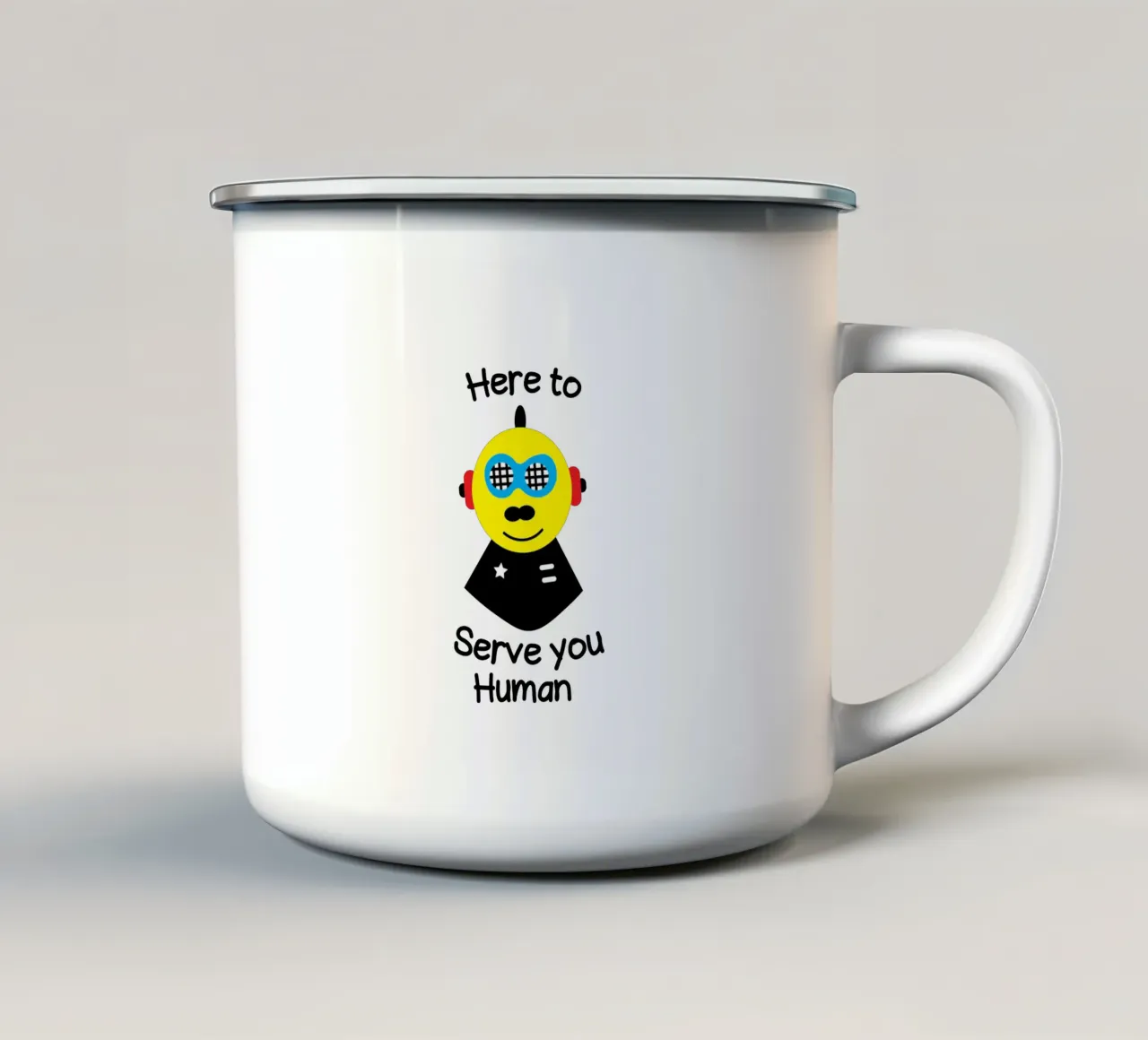 Here to serve you human tazza in smalto da happieeagle
