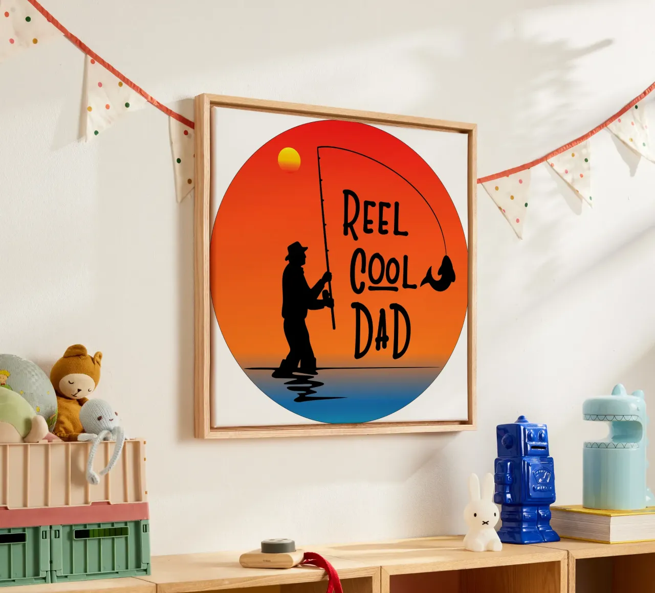 haspel cool vader vissen silhouet canvas van ririedis