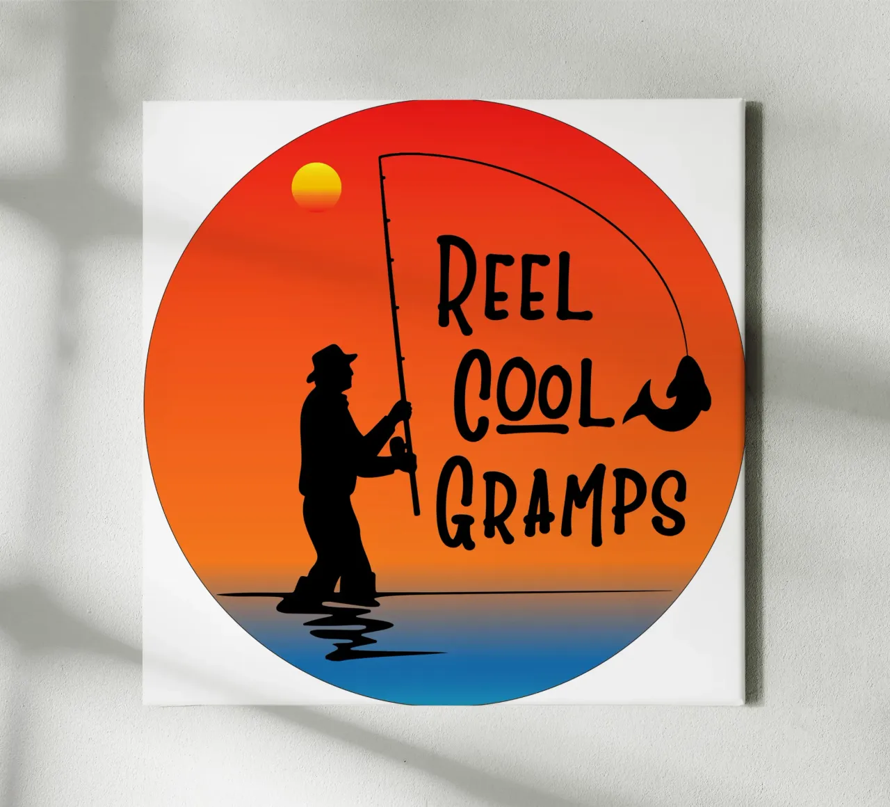 carrete cool gramps pesca silueta lienzo de ririedis