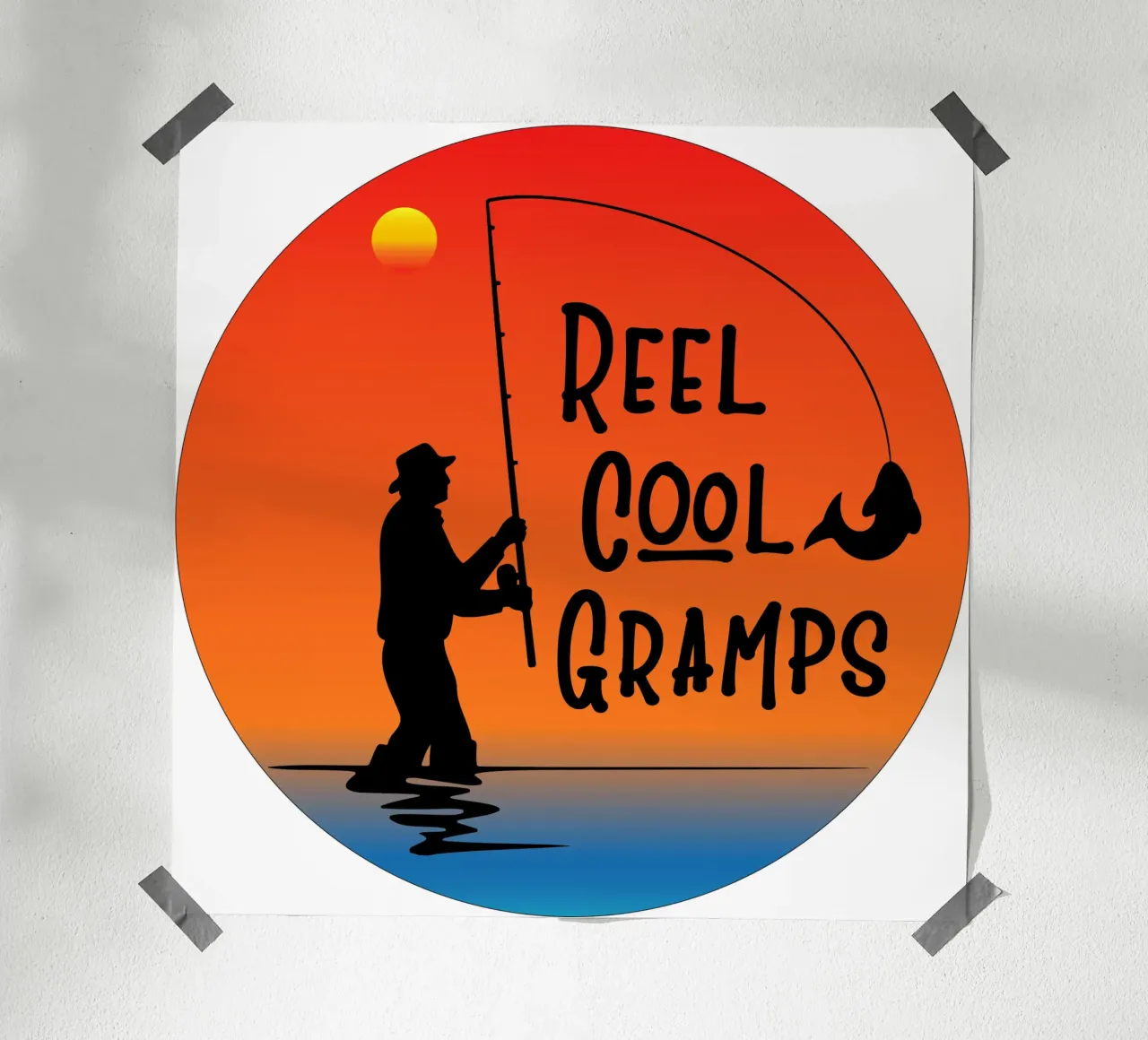 silhouette del nonno pescatore poster da ririedis