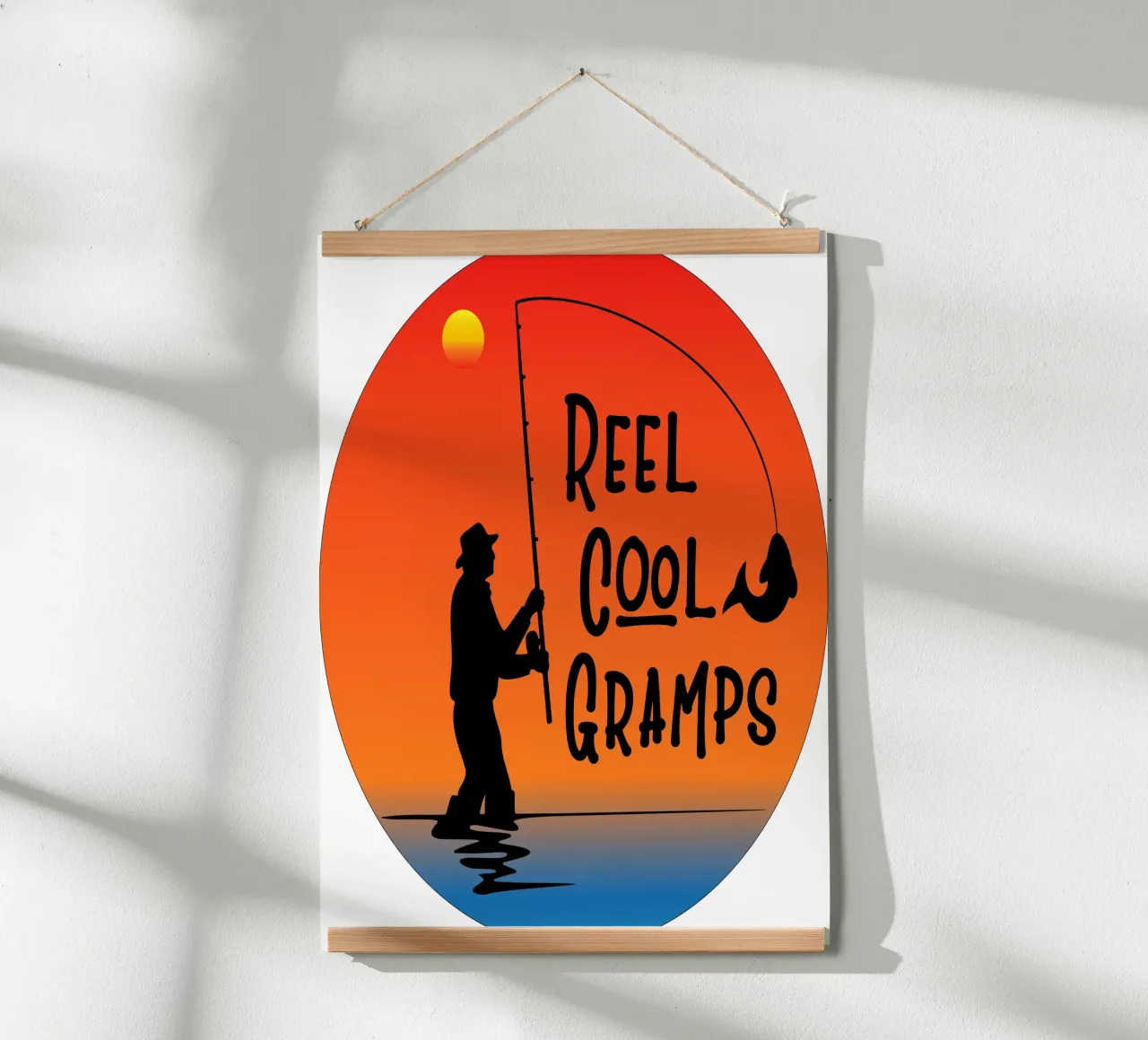 silhouette del nonno pescatore poster da ririedis