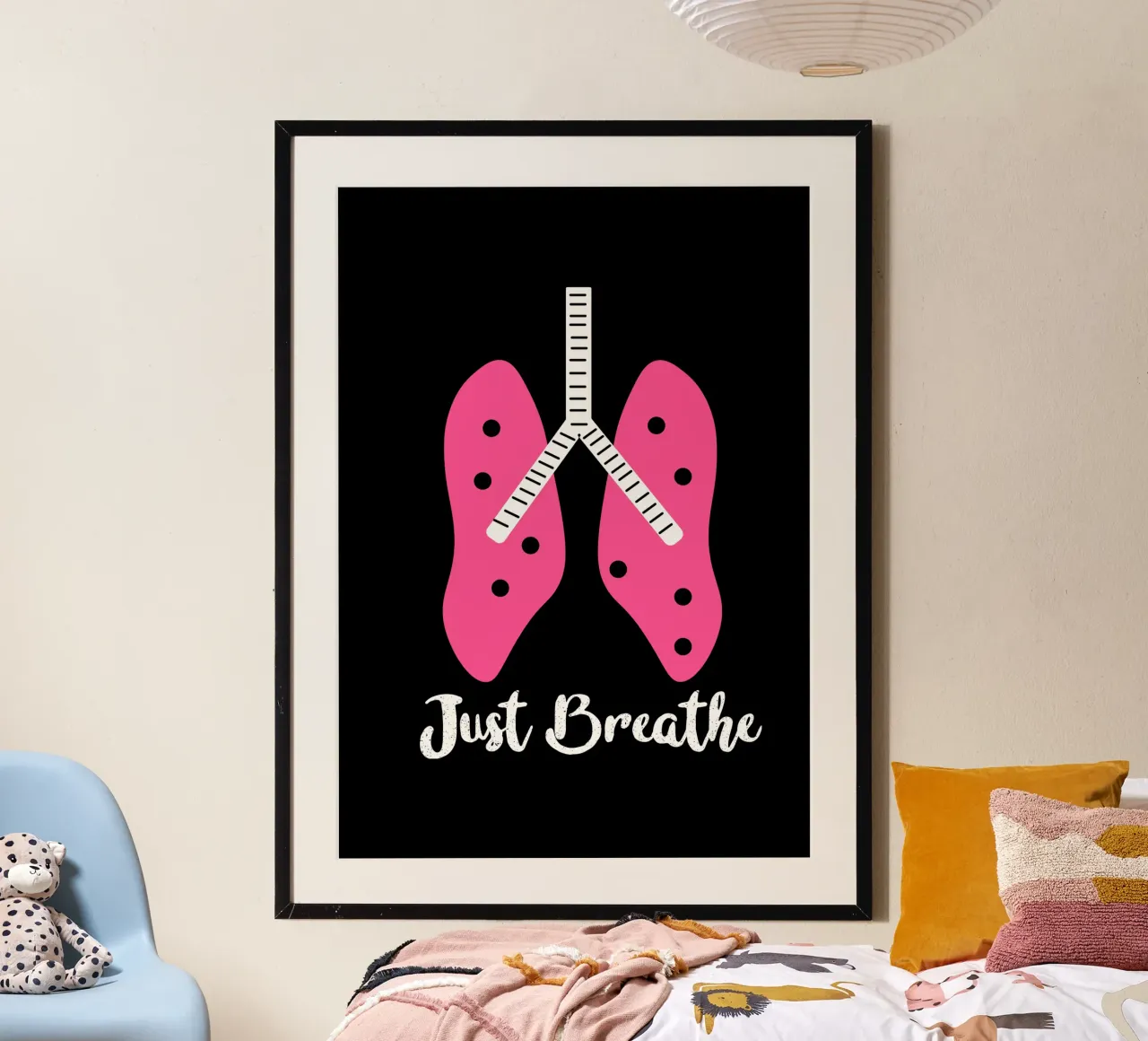 Just breathe lungs poster con telaio in plastica da happieeagle