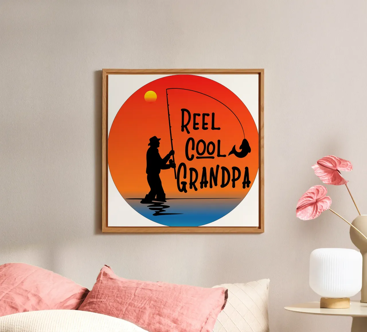 silhouette del nonno pescatore alluminio dibond da ririedis