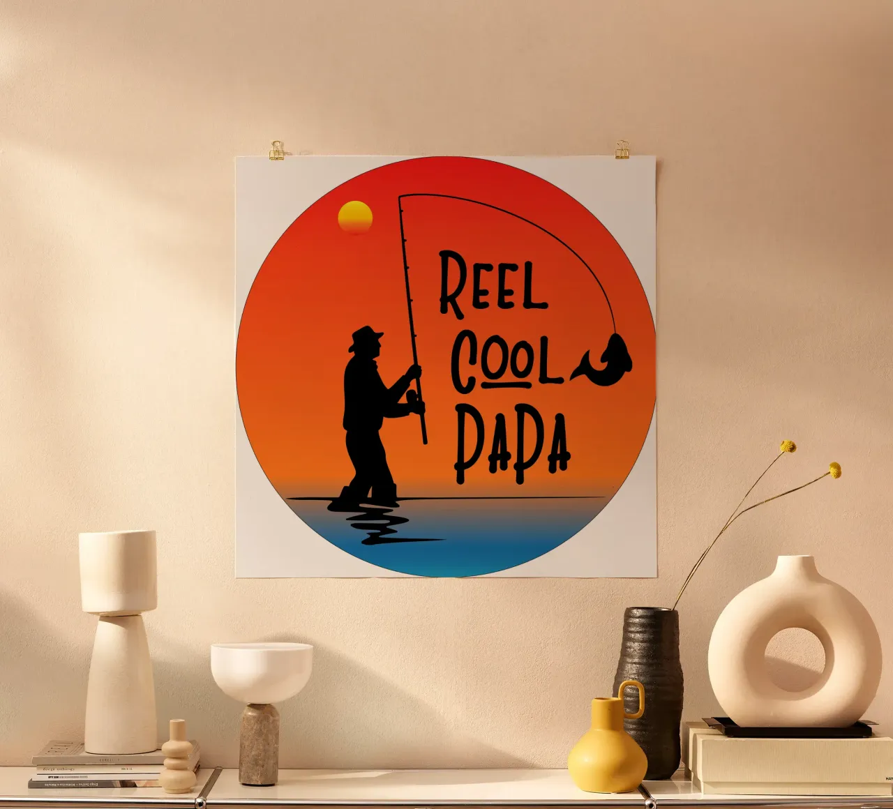 carrete cool papa pesca silueta poster de ririedis