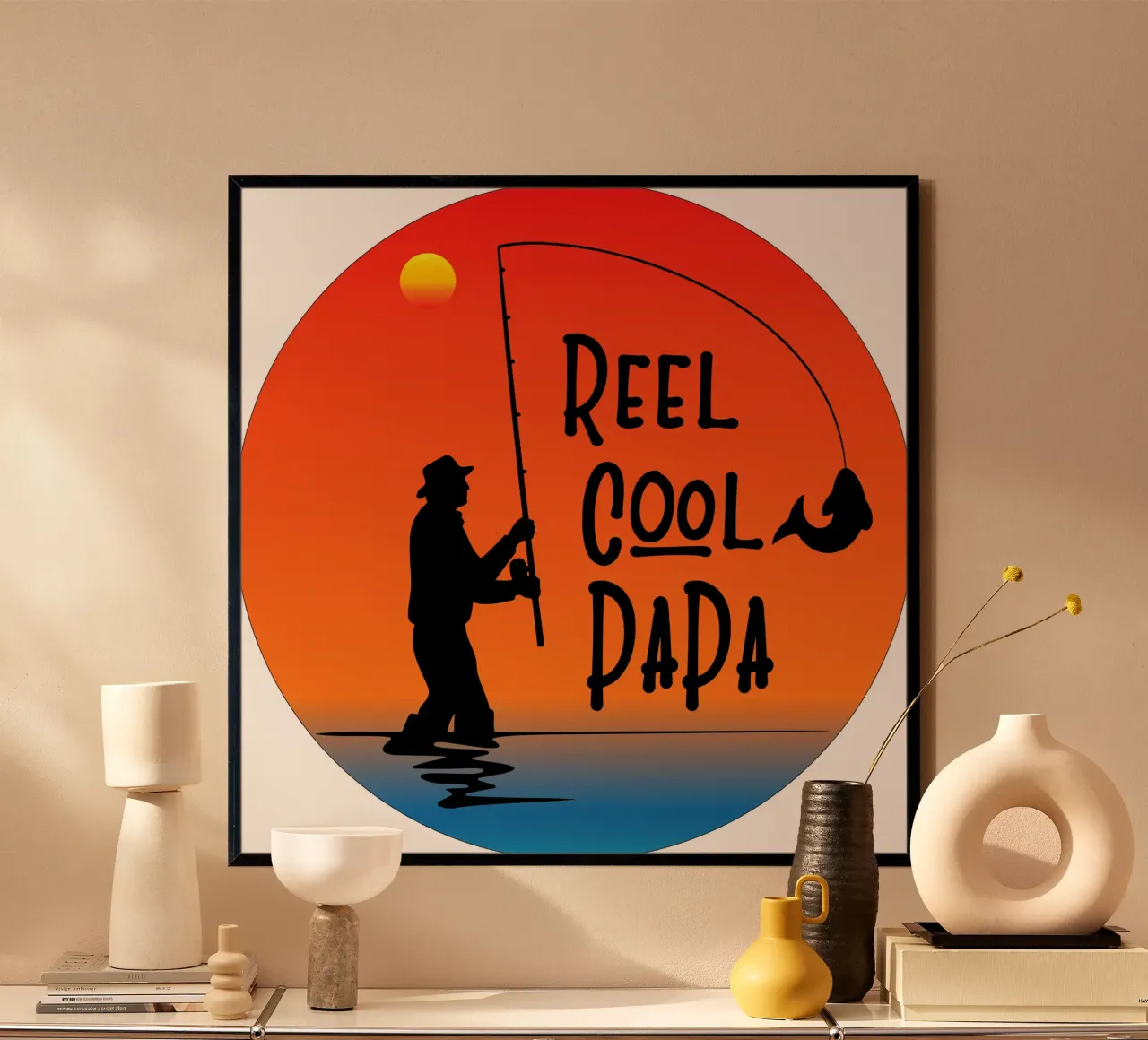 carrete cool papa pesca silueta poster de ririedis