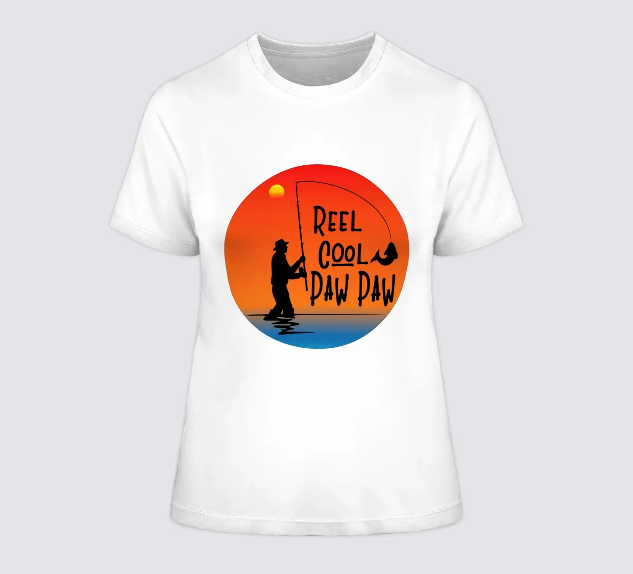 sagoma di pesca del pawpaw fresco di mulinello t-shirt da donna da ririedis