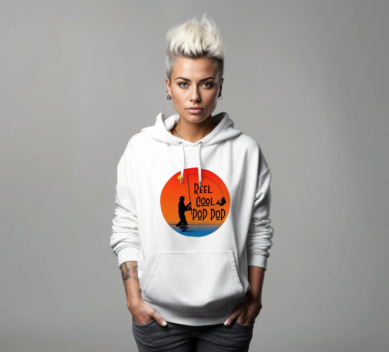 mulinello cool poppop silhouette di pesca felpa con cappuccio da ririedis