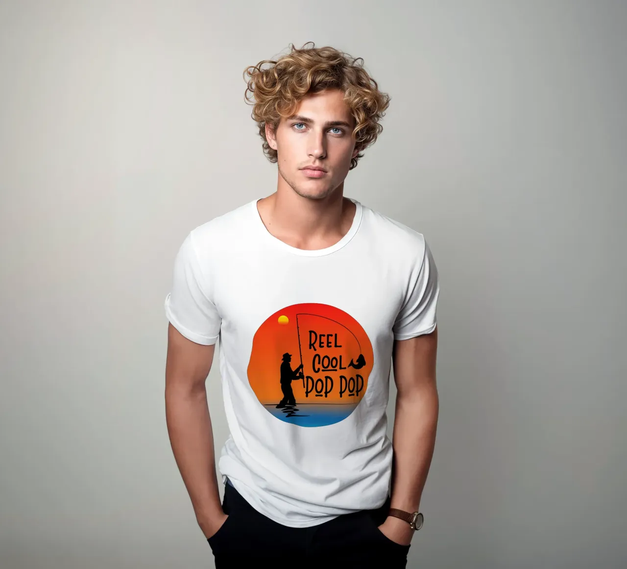 mulinello cool poppop silhouette di pesca t-shirt da ririedis