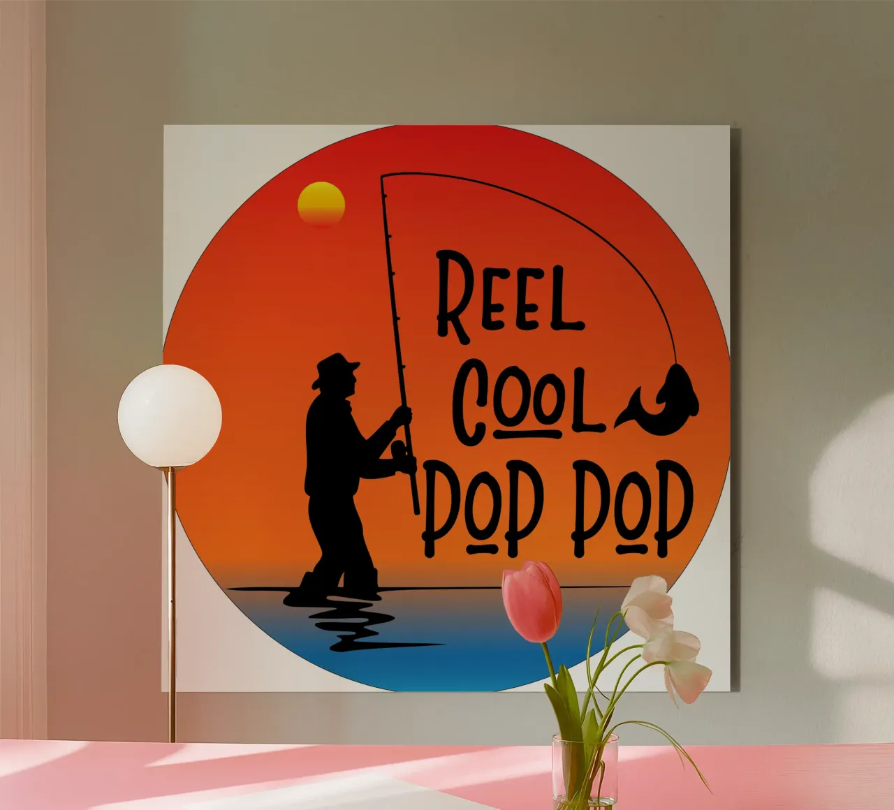 mulinello cool poppop silhouette di pesca alluminio dibond da ririedis