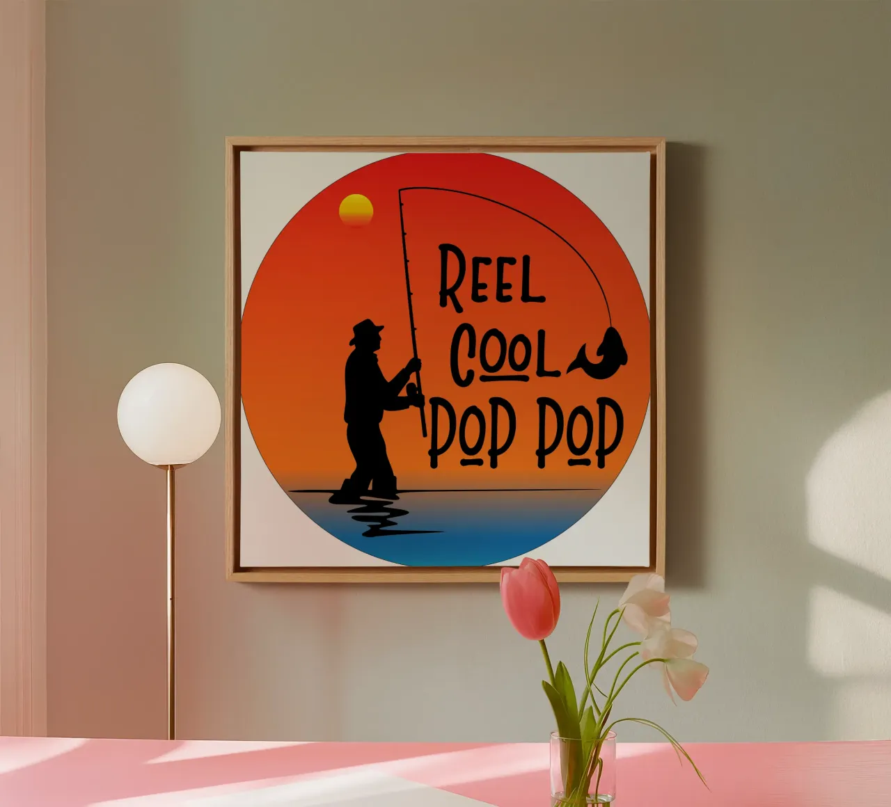 mulinello cool poppop silhouette di pesca tela con Cornice a cassetta da ririedis