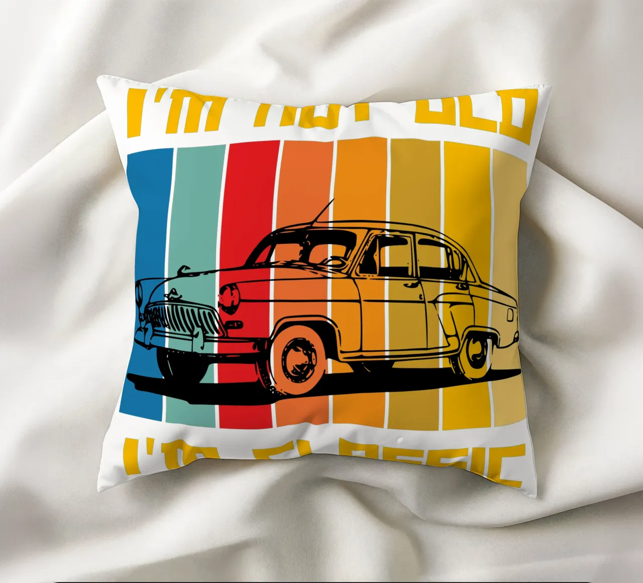 Ich bin nicht alt, ich bin klassisches Retro-Design Kissen von ririedis