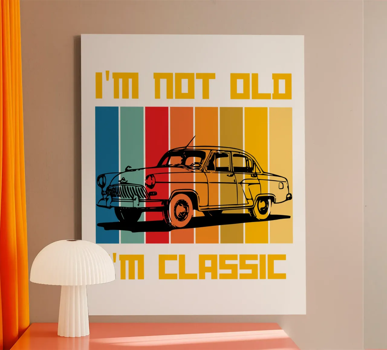 ik ben niet oud ik ben klassiek retro design canvas van ririedis