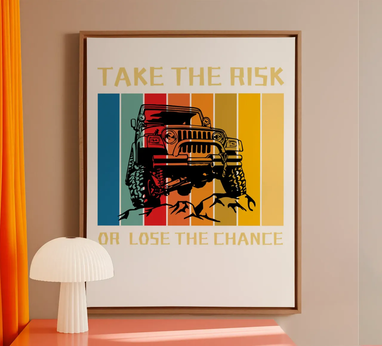 take the risk or lose the chance retro design canvas by ririedis