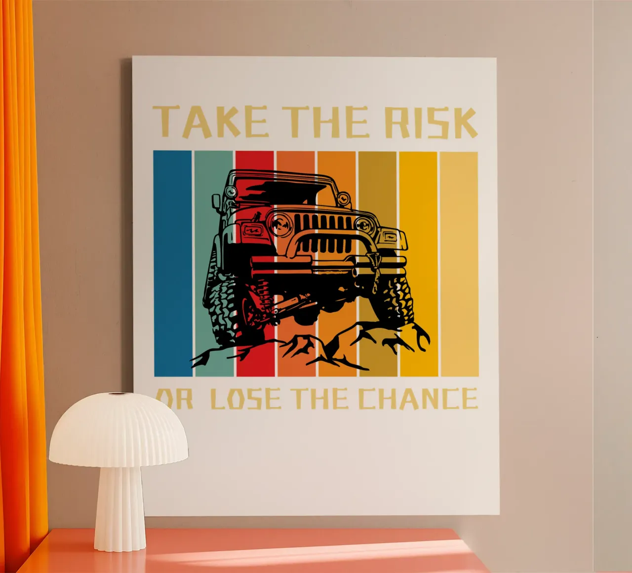 take the risk or lose the chance retro design canvas by ririedis