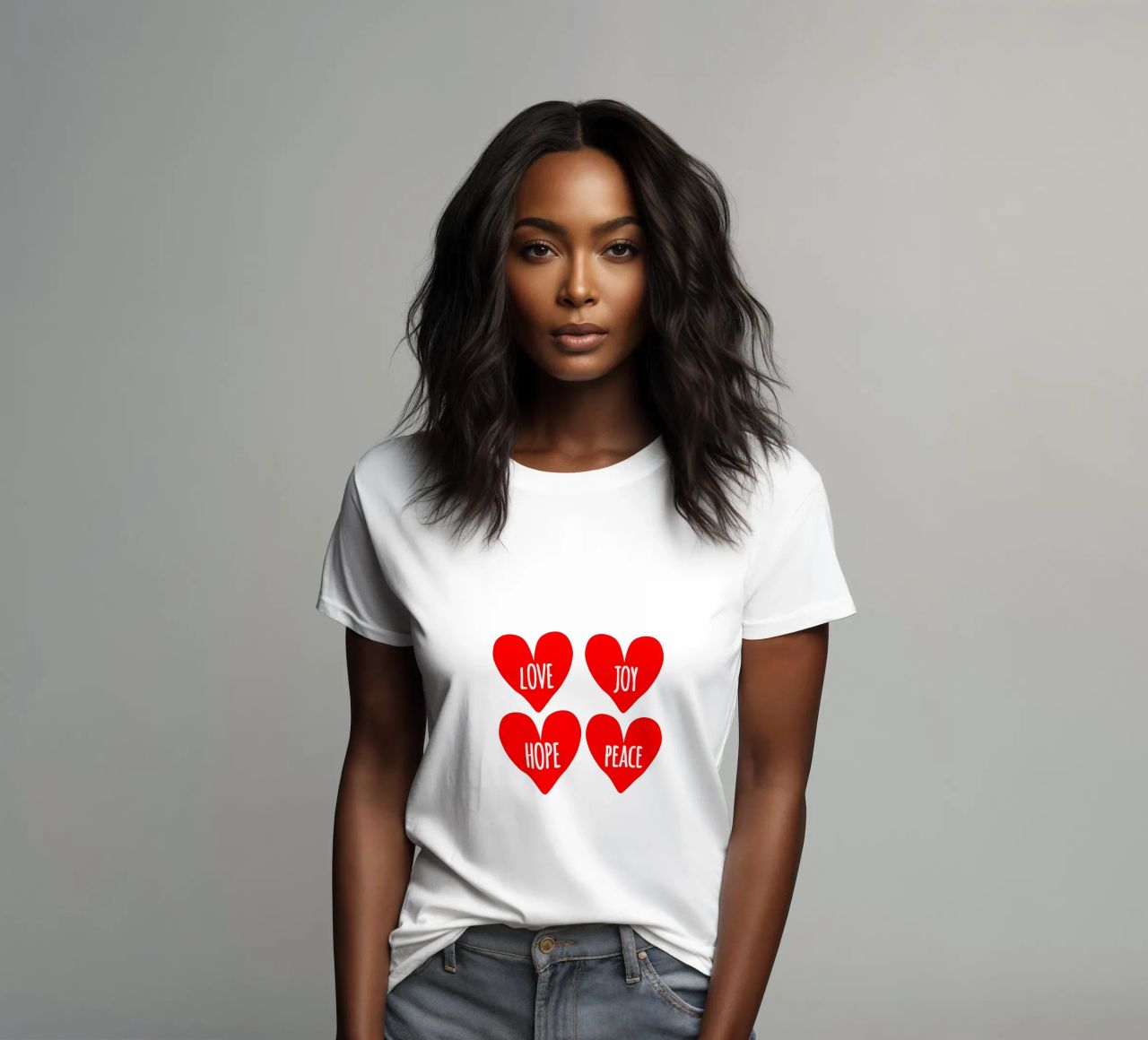Love joy hope peace dames t-shirt getailleerd van happieeagle